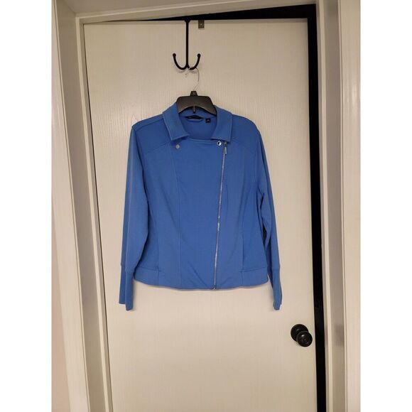 ~ light blue H by Halston full diagonal full zip sweatshirt - size 20w - Picture 1 of 3